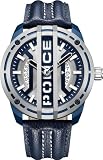 Police Fast Lane Men’s 46mm Analog Watch Blue Leather Strap