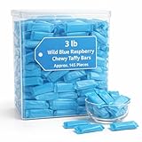 Blue Raspberry Laffin Taffy – 145 Individually-Wrapped Soft Chewy Candy for Parties, Bowls, Classrooms, Events