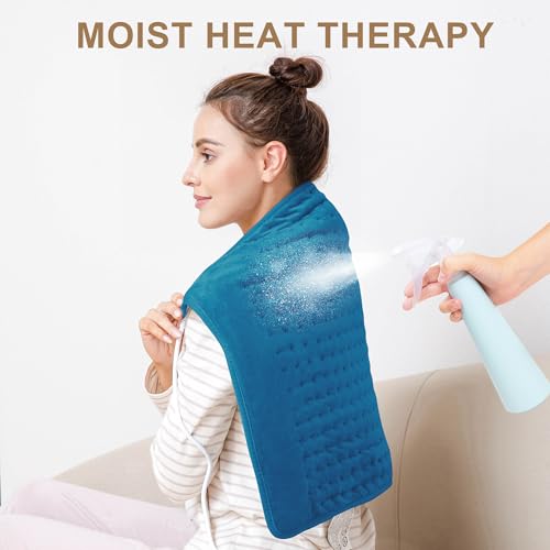 Image of Deepsoon Heating Pad,Electric Heating Pads for Back,Neck,Moist Heating Pad for Abdomen Shoulder Knee Legs,Dry /Moist Heat&Auto Shut Off,Mother's Day Birthday for Men and Women,Blue,24x20 Inch