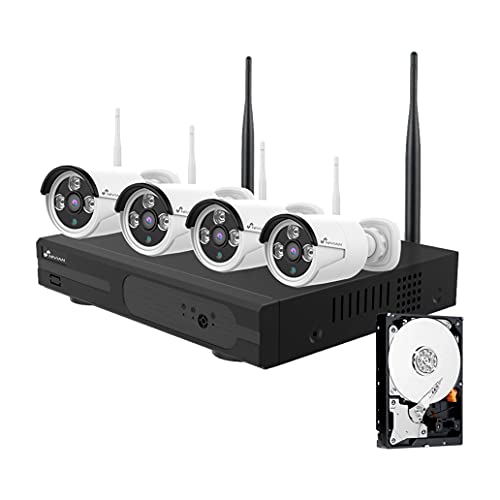 Kit de vidéosurveillance Nivian WiFi 2K-Enregistreur 4CH(HDD Inclus) 4 caméras IP66 - Vision Nocturne - Détection de Mouvement et Humain-Installation Facile sans câbles-Notifications dans l'APP Cover