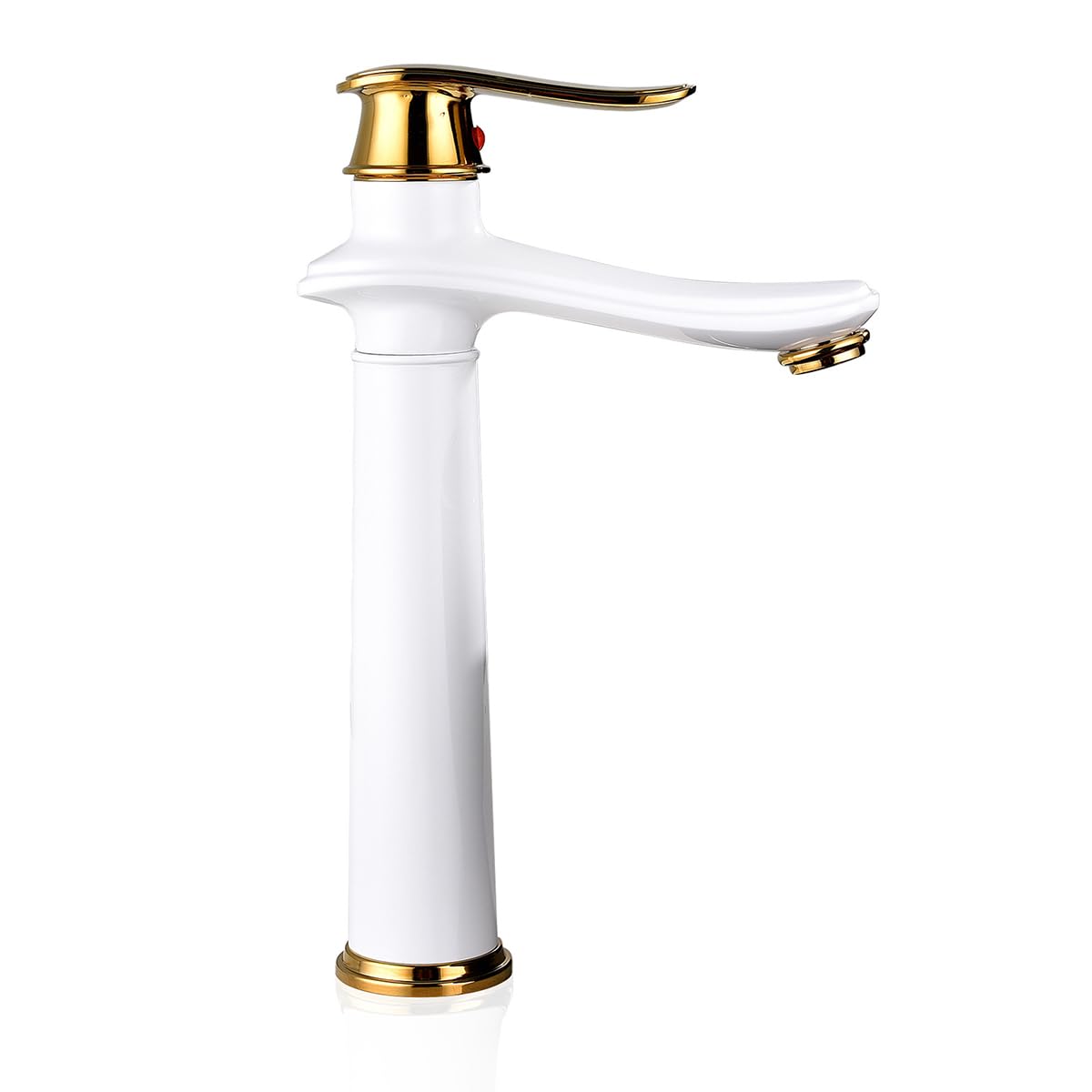 Mischbatterie Bad Retro Einhebel Mischbatterie Waschbecken aus Messing Retro Waschtischarmatur Bad, Weiß+Gold, Hoch