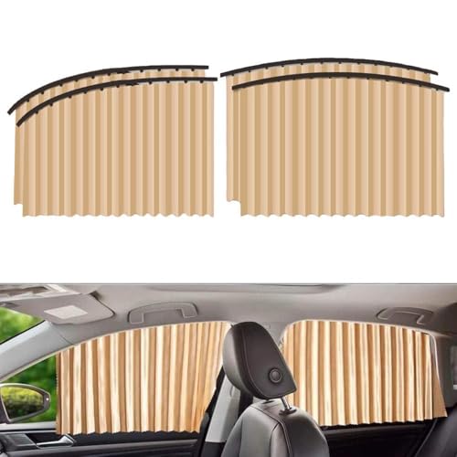 Image of 4pcs Magnetic Car Window Curtains, Car Side Window Privacy Cover, Cars Sun Shade Protector Windows, Car Curtain Window Slider, Removable - Keeps Cooler Screen (Cream)