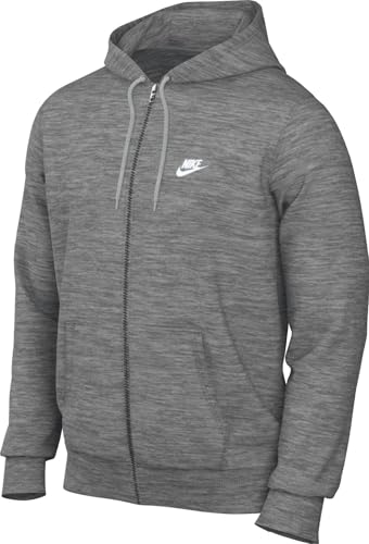 NIKE FN3884-063 Club Sweatshirt Men's DK GREY HEATHER/LT SMOKE GREY/WHITE Size 2XL