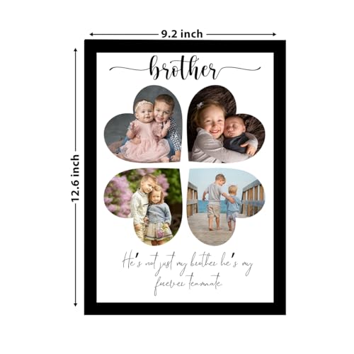 Image of Customized Brother's Gift for your Brother with 4 Photo Collage print, Brother Gifts Rakshabandhan Photo Frame With Photo Upload, Birthday, Couple, Parents, Rakshabandhan (9.2x12.6 Inch)