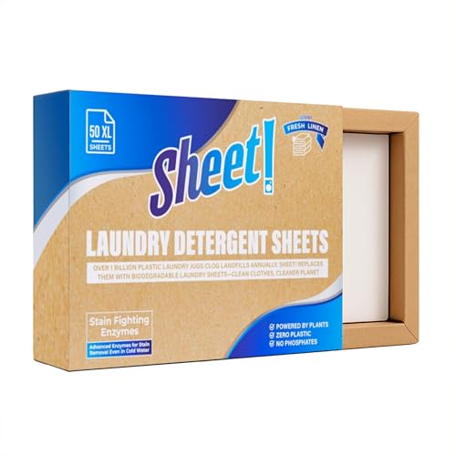 Sheet! Laundry Detergent Sheets Fresh Scent - Up to 100 Loads Liquidless Zero Waste Travel Laundry Strip (Linen)