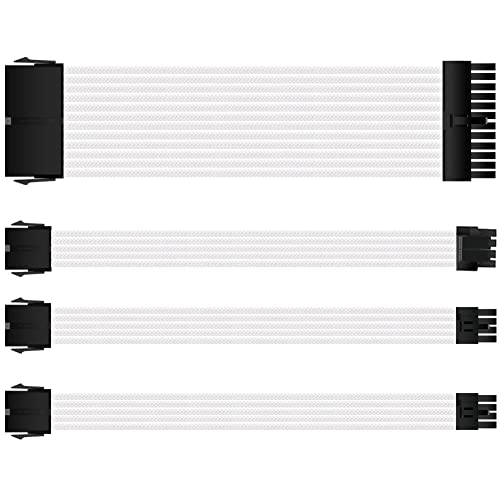 Câble d'extension ATX PC pour connecteur GPU 8 broches et alimentation CPU 24 broches tressé 30cm