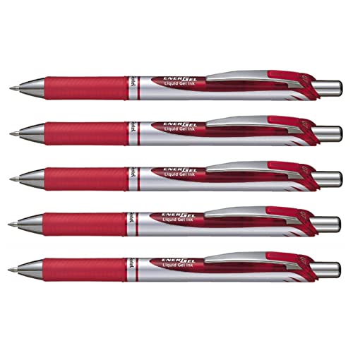 Bolígrafo Pentel Gel Ink ENERGEL 0.7mm Rojo x5