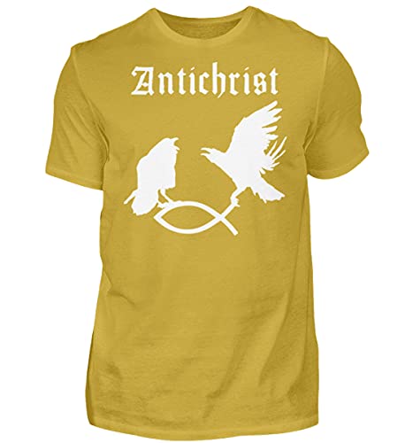 T-shirt Antichrist en coton premium jaune XL pour homme au style gothique affirmé