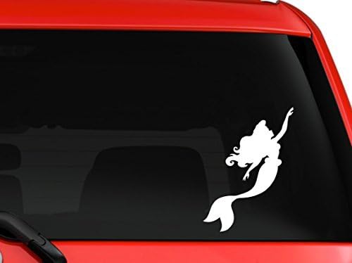Ariel the Little Mermaid Vinyl Car Truck SUV Window Wall Laptop Cup Tumbler Lunchbox Vinyl Decal Sticker (White, 6")