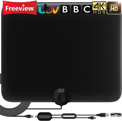 2023 TV Aerial Indoor, Freeview Aerial 200 Miles With Amplifier Signal Booster, 4k 1080p Ultra HD Stronger Reception TV Signals, 13.2ft/4m Coax Cable,Vhf/Uhf/Fm & Usb Power Adapter HD Channel For TV