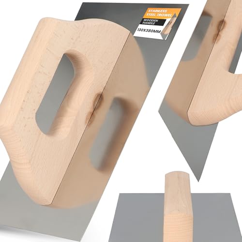 Instalguru Glättkelle 130x380 mm Putzkelle Reibebrett Mörtelbrett Rostrei Edelstahl mit Holzgriff Trockenbau...