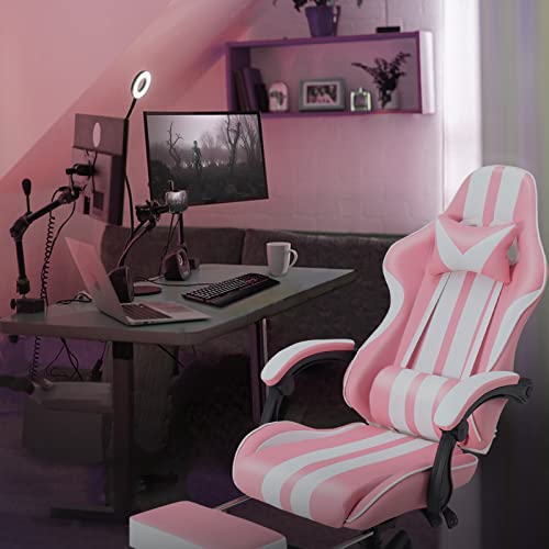 Ferghana Pink Gaming Chairs With Footrest,Computer Game Chair,Massage Gaming Chairs,Christmas,Xmas Gift,Pc Gaming Chairs For Adults Teens For Gaming Live Streaming Room(Shero Pink) #TOP6