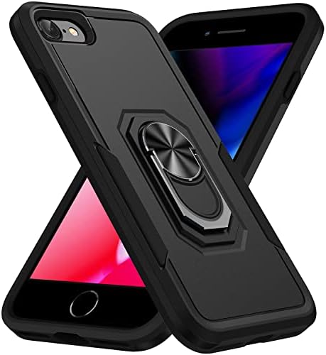 MilanNice Phone Case for iPhone X/iPhone XS/iPhone 10,Shockproof Cover with Ring Holder Upgrade Durable Soft TPU Protective 360 Degrees Rotation Ring Grip,Black