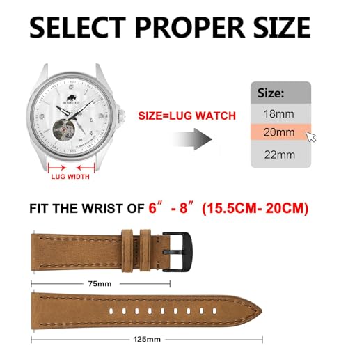Correas de reloj de cuero de repuesto BISONSTRAP unisex 21mm resistentes y comodas 5