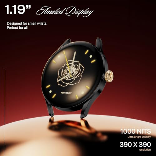 Image of Fire-Boltt Glitz Women Smart Watch with 1.19 inch AMOLED Display, Bluetooth Calling, Rotating Crown, Always On Display, 1000 Nits Brightness, IP68 Waterproof Midnight Onyx