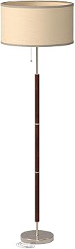 Brightech Carter LED Floor Lamp, Drum Shade with Walnut Wood Finish, Great Living Room Decor, Mid-Century Light for Living Rooms & Offices, Mid Century Modern Lamp for Bedroom