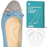 Arch Support Inserts Women, Plantar Fasciitis High Arch Support Shoe Inserts, Gel Arch Pads for Flat Feet, Reusable Adhesive Shoe Insoles for Relieve Pressure and Feet Pain - 1 Pair