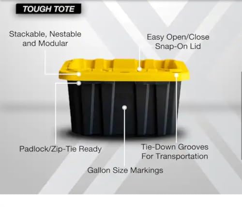 HDX Tough Polypropylene Plastic 27 Gal. Storage Tote in Black by HDX (4 pack)