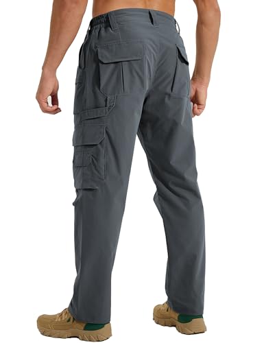 MOURCE Men's Work Utility & Safety Pants - Waterproof Ripstop Tactical Cargo Pants for Men, Grey