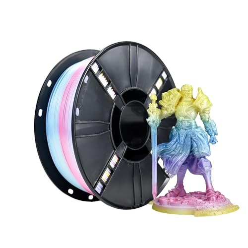 Image of iBOSS Silk 3D Printer Filament 1kg Multi-Color Macaron, Fast Color Change Each 8 Meters Rainbow PLA+ 3D Printing Filament 1.75mm + /- 0.02mm, Suitable for Most FDM Printers(Silk Macaron Rainbow)