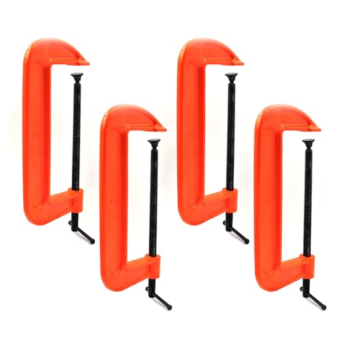 (4 PACK) C Clamps Set 8 Inch Heavy Duty Steel Iron Alloy Versatile G-Clamps