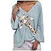 Produktbild Yowablo Damen Top Langarmshirt Damen T-Shirts Sweatshirt Langarm Tops Damen Blusen Herbst und Winter Lässig Oberteil Mode V-Ausschnitt Sockel Druck Freizeit Freizeit Langarm Sweater Tops (4XL,3Grau)