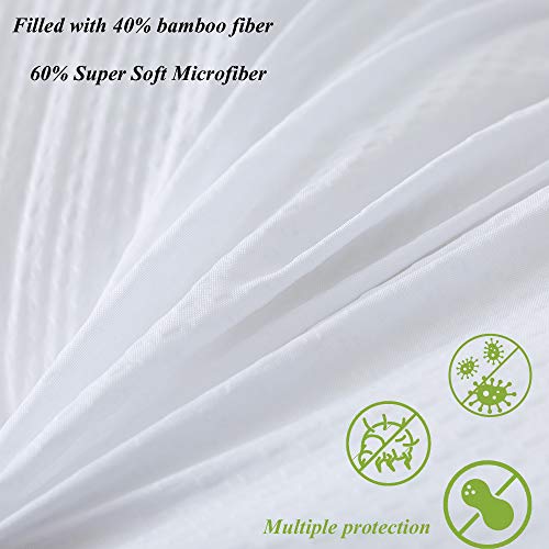 HOMEFOUCS Standard Size Bamboo Fiber Pillows Pair, Medium and Soft Firmness, Hotel Pillow(48X74cm) 2 Pack - Image 3