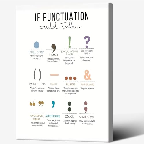 Boho Educational Poster If Punctuation Could Talk Grammar Canvas Wall