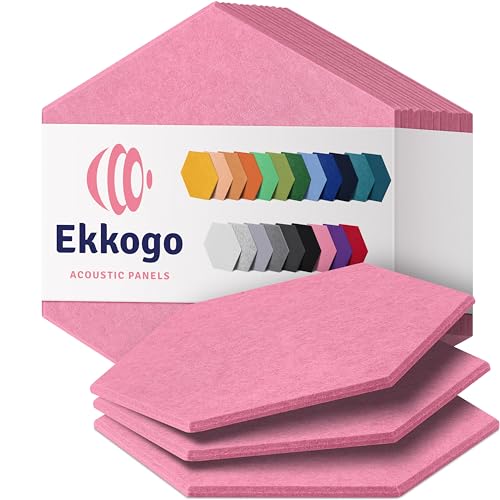 Image of Acoustic Panels 12-Pack Soundproof Wall Panels 12 inchX10.4 inchX0.4 inch Sound Panels High Density Sound Dampening Panels - [Chic Pink Hexagon]