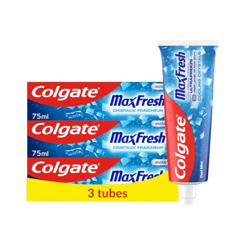 Colgate - Dentifricio Max Fresh Cristalli Freschezza - Alito Fresco - Tubo Riciclabile - Set di 3 tubi da 75 ml