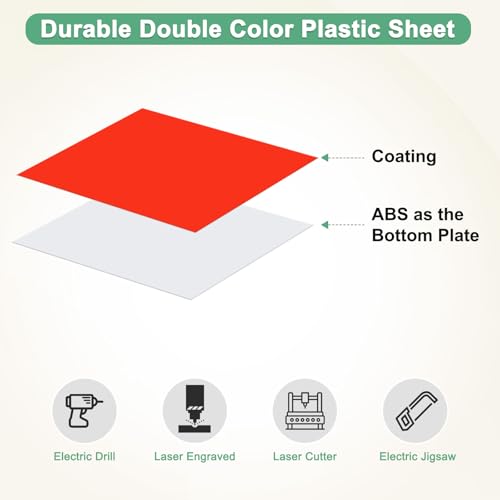 Image of M METERXITY 12-Pack Engraving Blank Materials Double Color 10x2 Inch, 1.3mm Thick ABS Plastic Sheet Yard Signs Name Plate for Door /Office /Home /Conference /Hotel /DIY Carving[Red /White]