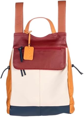Mochila de Couro Legítimo Modelo Malu Resistente Confortável e Elegante Ideal para Trabalho, Passeios e Viagens, 30x24x10cm, 5L, Alças Reguláveis, 6 Bolsos