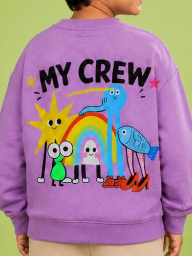 Image of KiddoPanti Boys Solid Round Neck Full Sleeve Fleece Sweatshirt | 60% Cotton 40% Polyester | Soft Warm Winter Pullover | Ribbed Cuffs & Hem | Casual Winter Sweatshirt for Kids