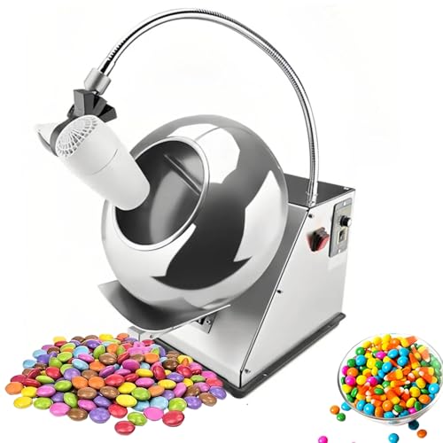 Commercial Sugar Coating Machine,Small Commercial Mini Chocolate Panning Machine, 2-5kg/H Chocolate Polishing Equipment,Candy Nut Coater for Food & Pharmaceutical Industries (With Hair Dryer)