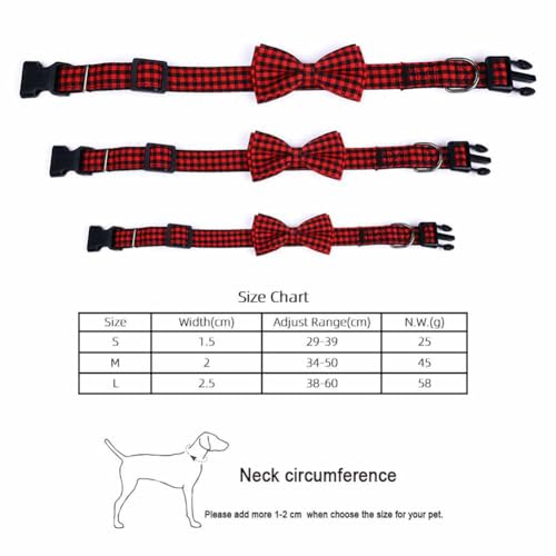 SHTGOI Dog Collar Bow Black and White Checked Pet Collar Adjustable Collars with Buckle Cat Collar Cotton Comfortable Dog Tie for Small Medium Dogs Cats L - Image 3