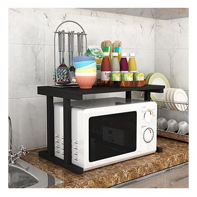Organisateur de comptoir de cuisine et support micro-ondes monocouche en métal