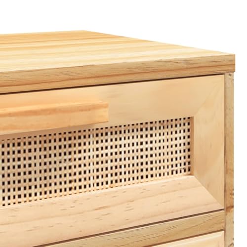 Table de chevet gain de place en pin et rotin pour chambre encombrée - 8