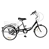 Queeucaer 20" inch carbon steel tricycles adults for 8-speed 3-wheels bicycles trike with basket tricycle for adults seniors,black,mudguards,Height Adjustable #2