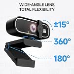 Complet HD 1080P Webcam avec double microphone & Protection de la vie privée, USB prêt à brancher, Correction automatique de la lumière, Grand Angle, Compatible avec OBS, Zoom, équipes, Skype, FaceTime, pour PC/Laptop