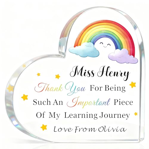 Personalised Thank You Teacher Gifts for Women Men, Custom Acrylic Plaque Teacher Appreciation Gifts, Office Desk Decoration (Design 2)
