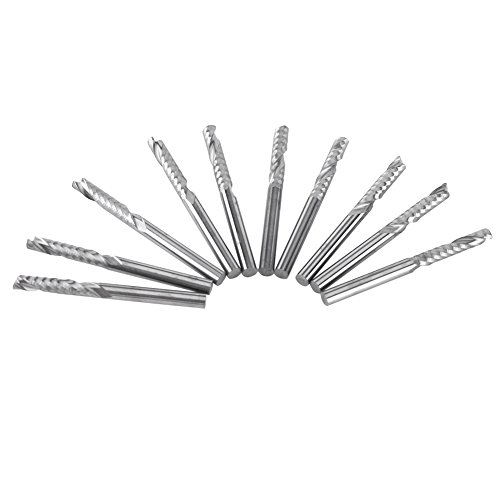 10-piece Set of 3.175 * 15MM Single Flute Tungsten Steel End mills: CNC Drill Bits for Precise Cutting of Wood and Acrylic