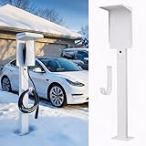 aesthlf Outdoor EV Charger Pedestal for Tesla & J1772 Charger,Weatherproof,Protect,Heavy Duty,Corrosion Resistant,Easy to Install,White