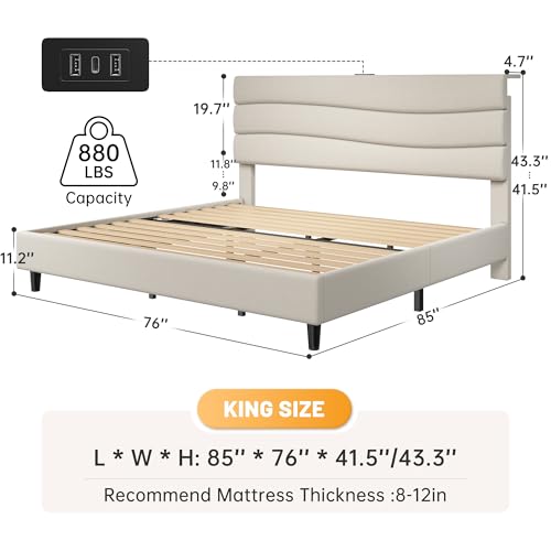 EnHomee King Size Bed Frame with Storage Headboard and Charging Station for Men and Women
| EnHomee King Bed Frame with Fabric Upholstered Headboard and Wooden Slats Support for Adults
| EnHomee King Size Bed Frame with Charging Station and No Box S