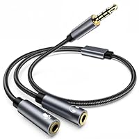 Audio Adapter Y Splitter, 3.5 mm Klinkenstecker Headset Mikrofon Audio Splitter 3,5 mm Stecker auf 2 duale 3,5 mm Buchsen Aux Cable für Gaming Headset, Earphone, Speaker, Desktop, Laptop, PS5 PS4