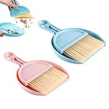 HXLPOWER Juego de Mini Escoba y Recogedor 2 en 1, Colores Nordicos Azul y Rosa