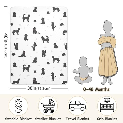 Image of Labradoodle Black Baby Swaddle Blanket for Boys and Girls, Muslin Baby Receiving Swaddle Blanket, Soft Cotton Nursery Swaddling Blankets for Newborn Toddler Infant
