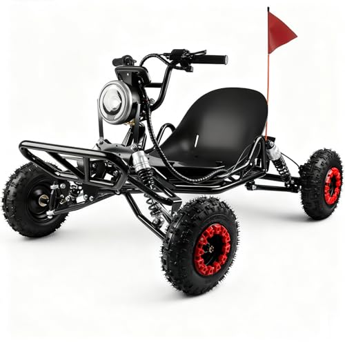 Zumic Electric Go Kart, Off-Road 330LBS Capacity 48V 2000W, 3-Speed, 12-25MPH, Hydraulic Rear Disc Brake, LED Headlight, 10.4Ah (15+ Miles), 6