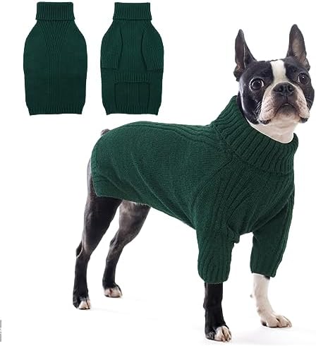 Classic Pullover Dog Sweater Warm Puppy Clothes, Turtleneck Knitwear Cat Sweater, Christmas Holiday Pet Outfits Apparel for Small medium Dogs, Brown 2XL