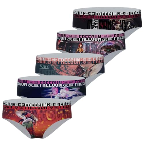 FREEGUN Lot de 5 Boxers Culottes Microfibre Fille (8-10 ans, Miss Manga 77)