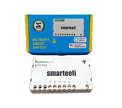 Image of Smarteefi WiFi 5 Node, STD-SERIES (4 Switch + 1Fan) Retrofit Smart Switch for Home Automation, Works with existing switches, No hub required, Compatible with Alexa and Google Home